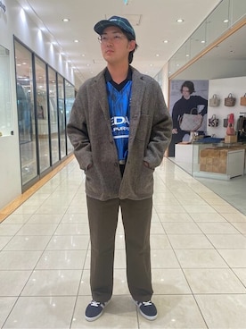 「orslow」｜「アイテム（帽子）」を使った、Bshopスタッフさん（メンズ・172cm）の秋コーディネート