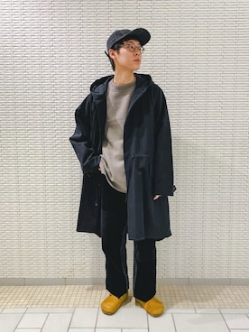 「orcival」｜「アイテム（キャップ）」を使った、Bshopスタッフさん（メンズ・168cm）の秋コーディネート