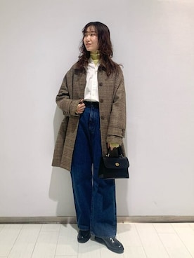 「MACKINTOSH」｜「アイテム（ステンカラーコート）」を使った、Bshopスタッフさん（レディース・160cm）の秋コーディネート