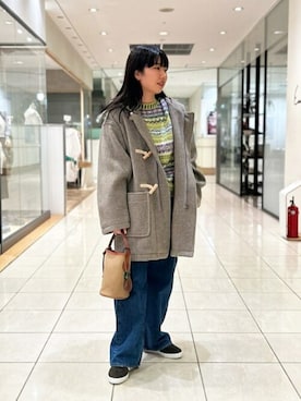 「DANTON（ダントン）のアイテム（ダッフルコート）」を使った、Bshopスタッフさん（レディース・154cm）の秋コーディネート