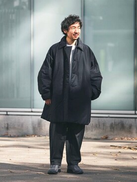 「mando（マンド）のアイテム」を使った、Bshopスタッフさん（メンズ・168cm）の冬コーディネート