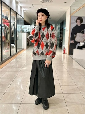 「KIJIMA TAKAYUKI」｜「アイテム（ハンチング/ベレー帽）」を使った、Bshopスタッフさん（レディース・164cm）の冬コーディネート