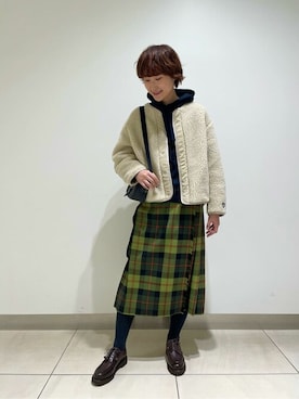 「orcival」｜「アイテム（ブルゾン）」を使った、Bshopスタッフさん（レディース・163cm）の冬コーディネート