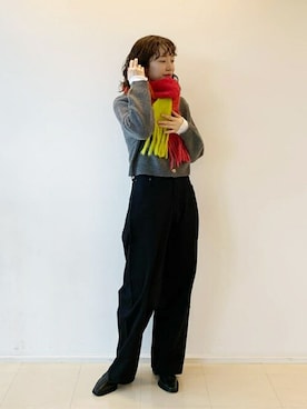 「SCYE BASICS（サイベーシックス）のアイテム」を使った、Bshopスタッフさん（レディース・160cm）の冬コーディネート