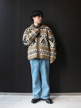 「MY THINKS（マイシンクス）のアイテム（トップス）」を使った、Bshopスタッフさん（メンズ・168cm）の冬コーディネート