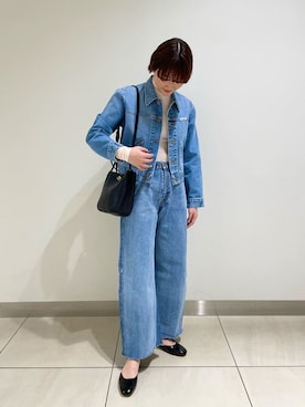 「Wrangler」｜「アイテム（デニムジャケット）」を使った、Bshopスタッフさん（レディース・164cm）の冬コーディネート