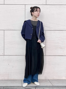 「orcival」｜「アイテム（その他アウター）」を使った、Bshopスタッフさん（レディース・156cm）の春コーディネート
