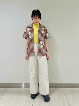 「orcival」｜「アイテム（サンダル）」を使った、Bshopスタッフさん（レディース・163cm）の春コーディネート
