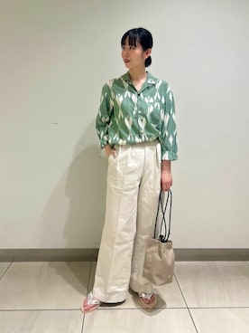 「orcival」｜「アイテム（サンダル）」を使った、Bshopスタッフさん（レディース・166cm）の春コーディネート