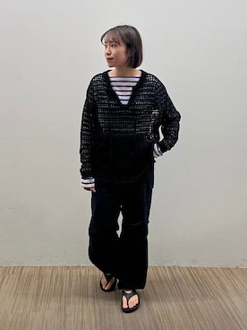 「orcival」｜「アイテム（サンダル）」を使った、Bshopスタッフさん（レディース・158cm）の春コーディネート