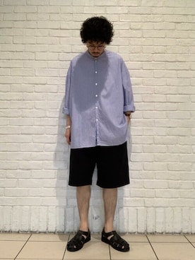 「Paraboot（パラブーツ）のアイテム（サンダル）」を使った、Bshopスタッフさん（メンズ・174cm）の夏コーディネート