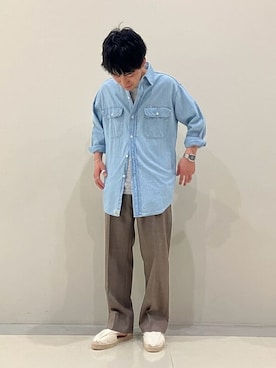 「La Manual Alpargatera（マヌアル・アルパルガテラ）のアイテム」を使った、Bshopスタッフさん（メンズ・161cm）の夏コーディネート