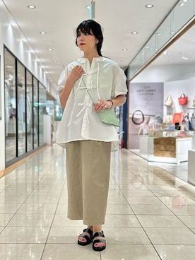 「Oblada（オブラダ）のアイテム」を使った、Bshopスタッフさん（レディース・164cm）の夏コーディネート