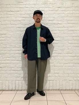 「SCYE BASICS（サイベーシックス）のアイテム」を使った、Bshopスタッフさん（メンズ・165cm）の夏コーディネート