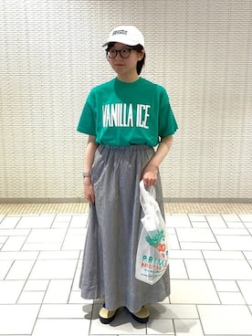 「THE SHINZONE（ザ　シンゾーン）のアイテム（帽子）」を使った、Bshopスタッフさん（レディース・153cm）の夏コーディネート