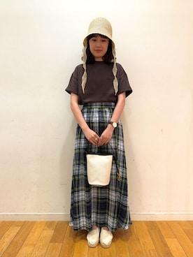 「SCYE BASICS（サイベーシックス）のアイテム」を使った、Bshopスタッフさん（レディース・152cm）の夏コーディネート