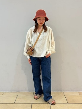 「KIJIMA TAKAYUKI」｜「アイテム（サンダル）」を使った、Bshopスタッフさん（レディース・158cm）の夏コーディネート