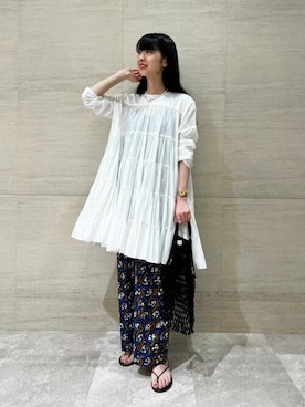 「TKEES（ティキーズ）のアイテム」を使った、Bshopスタッフさん（レディース・163cm）の夏コーディネート