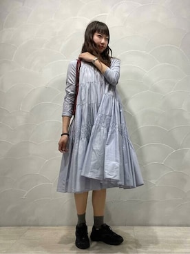 「夏秋ミックス」｜「アイテム（スニーカー）」を使った、Bshopスタッフさん（レディース・158cm）の夏コーディネート