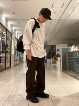 「orcival」｜「アイテム（スラックス）」を使った、Bshopスタッフさん（メンズ・172cm）の夏コーディネート