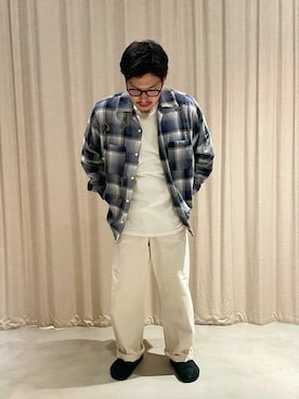 「orcival」｜「アイテム（サンダル）」を使った、Bshopスタッフさん（メンズ・167cm）の夏コーディネート