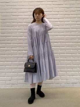 「夏秋ミックス」｜「アイテム（シューズ）」を使った、Bshopスタッフさん（レディース・149cm）の夏コーディネート