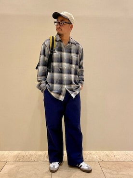 「DANTON（ダントン）のアイテム（バッグ）」を使った、Bshopスタッフさん（メンズ・164cm）の夏コーディネート