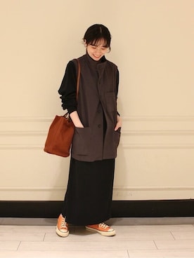 「Yarmo（ヤーモ）のアイテム」を使った、Bshopスタッフさん（レディース・154cm）の秋コーディネート
