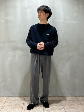 「orcival」｜「アイテム（スウェット）」を使った、Bshopスタッフさん（メンズ・170cm）の秋コーディネート