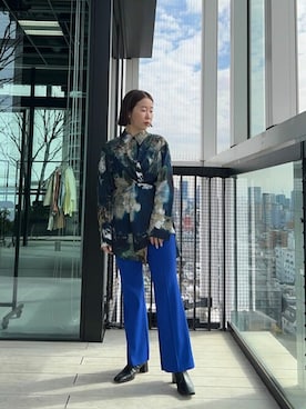 「UNITED TOKYO（ユナイテッドトウキョウ）のツイストフロントプリントシャツ（シャツ/ブラウス、その他）」を使った、Haruka Kimura 🕊さん（レディース・155cm）の冬コーディネート