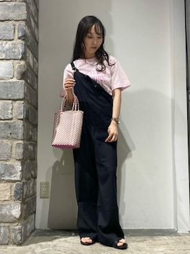 「AMERICAN HOLIC（アメリカンホリック）のアイテム（オールインワン・サロペット）」を使った、やぎみさきさん（レディース・152cm）の春コーディネート