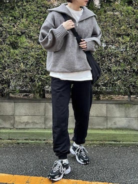 「ハーフジップ」｜conaさん（レディース・154cm）の冬コーディネート