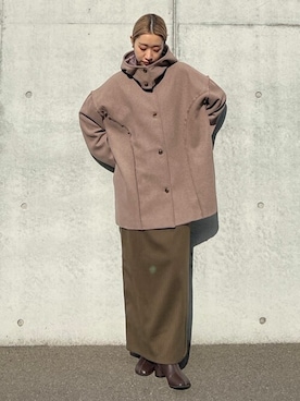 「select MOCA（セレクトモカ）のアイテム（ノーカラーコート）」を使った、SELECT MOCA SNAPさん（レディース・162cm）の冬コーディネート
