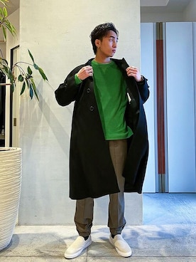 「COLUMN（コラム）のアイテム（スウェットパンツ）」を使った、ESTNATION MENSさん（メンズ・178cm）の冬コーディネート