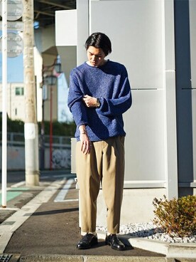 「COLUMN（コラム）のアイテム（パンツ）」を使った、ESTNATION MENSさん（メンズ・176cm）の春コーディネート