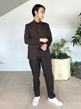 「アイテム（ノーカラージャケット）」を使った、ESTNATION MENSさん（メンズ・180cm）の春コーディネート