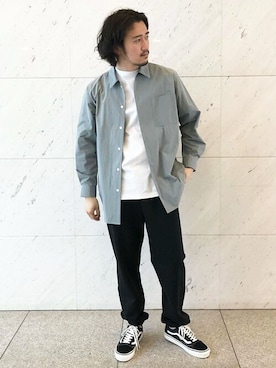 「COLUMN（コラム）のアイテム（スウェットパンツ）」を使った、ESTNATION MENSさん（メンズ・180cm）の春コーディネート