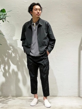 「COLUMN（コラム）のアイテム（ブルゾン）」を使った、ESTNATION MENSさん（メンズ・184cm）の春コーディネート