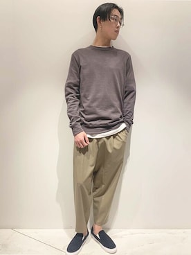 「COLUMN（コラム）のアイテム（パンツ）」を使った、ESTNATION MENSさん（メンズ・180cm）の春コーディネート