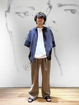 「COLUMN（コラム）のアイテム（トップス）」を使った、ESTNATION MENSさん（メンズ・176cm）の夏コーディネート