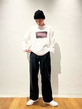 「COLUMN（コラム）のアイテム（帽子）」を使った、ESTNATION MENSさん（メンズ・178cm）の秋コーディネート