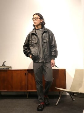 「COLUMN（コラム）のアイテム（ブルゾン）」を使った、ESTNATION MENSさん（メンズ・183cm）の冬コーディネート