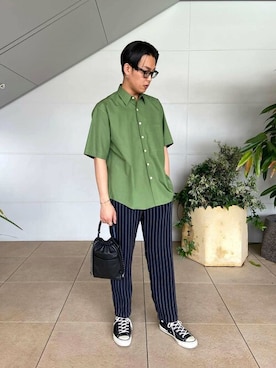 「COLUMN（コラム）のアイテム（パンツ）」を使った、ESTNATION MENSさん（メンズ・180cm）の春コーディネート