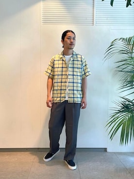 「COLUMN（コラム）のアイテム（パンツ）」を使った、ESTNATION MENSさん（メンズ・176cm）の春コーディネート