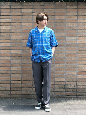 「COLUMN（コラム）のアイテム（パンツ）」を使った、ESTNATION MENSさん（メンズ・175cm）の夏コーディネート