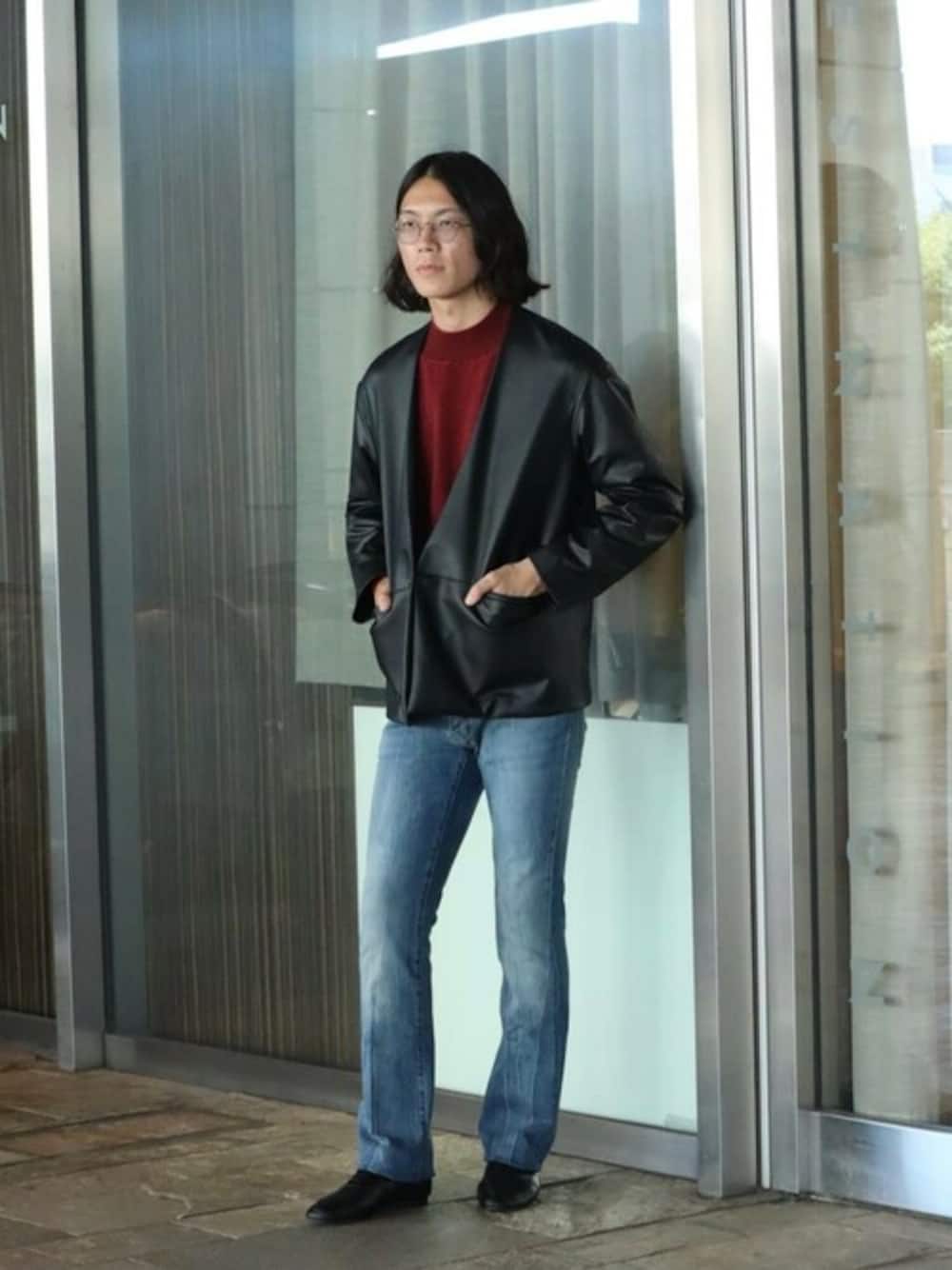 ESTNATION エストネーション　ノーカラーレザージャケット ESTNATION MENS(ESTNATION)｜COLUMNのノーカラージャケットを使った