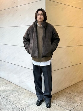 「ブラウンコーデ」｜「アイテム（ブルゾン）」を使った、ESTNATION MENSさん（メンズ・175cm）の冬コーディネート