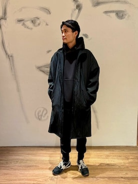 「アイテム（その他アウター、ブラック系）」を使った、ESTNATION MENSさん（メンズ・176cm）の秋コーディネート