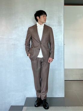 「アイテム（テーラードジャケット、イエロー系）」を使った、ESTNATION MENSさん（メンズ・168cm）の冬コーディネート