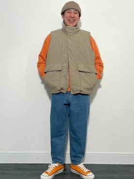 「UNIVERSAL OVERALL（ユニバーサルオーバーオール）のアイテム（ジャケット/アウター）」を使った、JEANS FACTORYさん（メンズ・172cm）の冬コーディネート